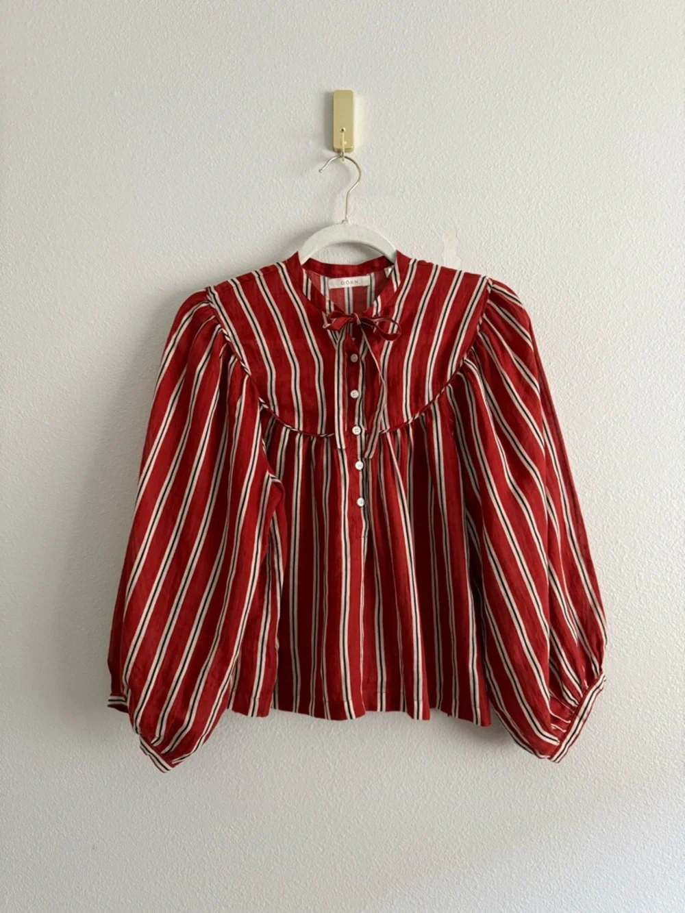 Dôen Imani blouse in Monaco Red stripe Sz S - Picture 2 of 9